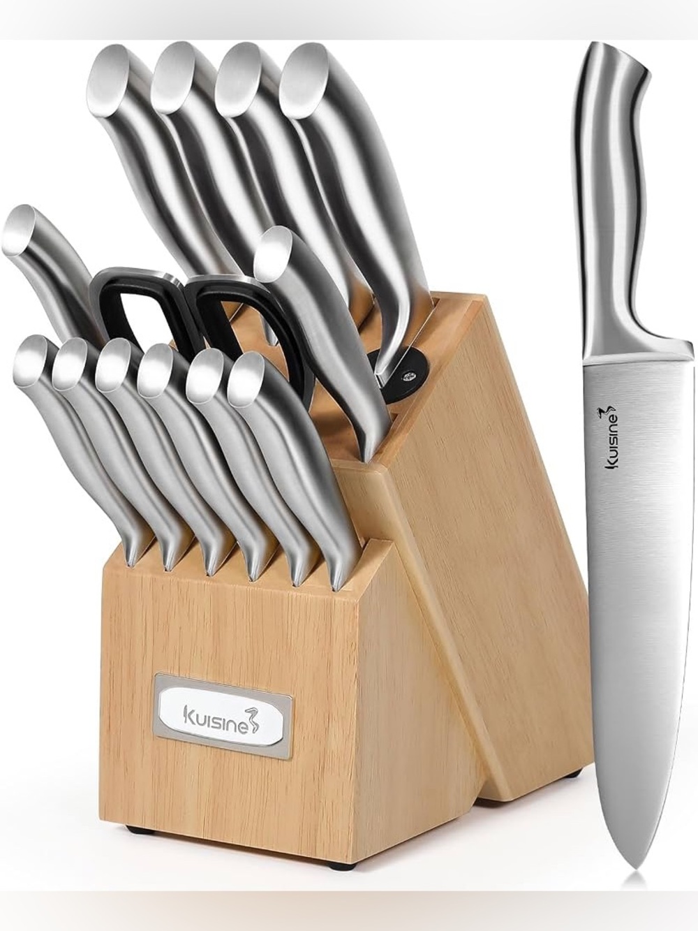 Kuisine Premium Sharp Knife Set Carbon Steel Forged,Ergonomic Handle Knife Block